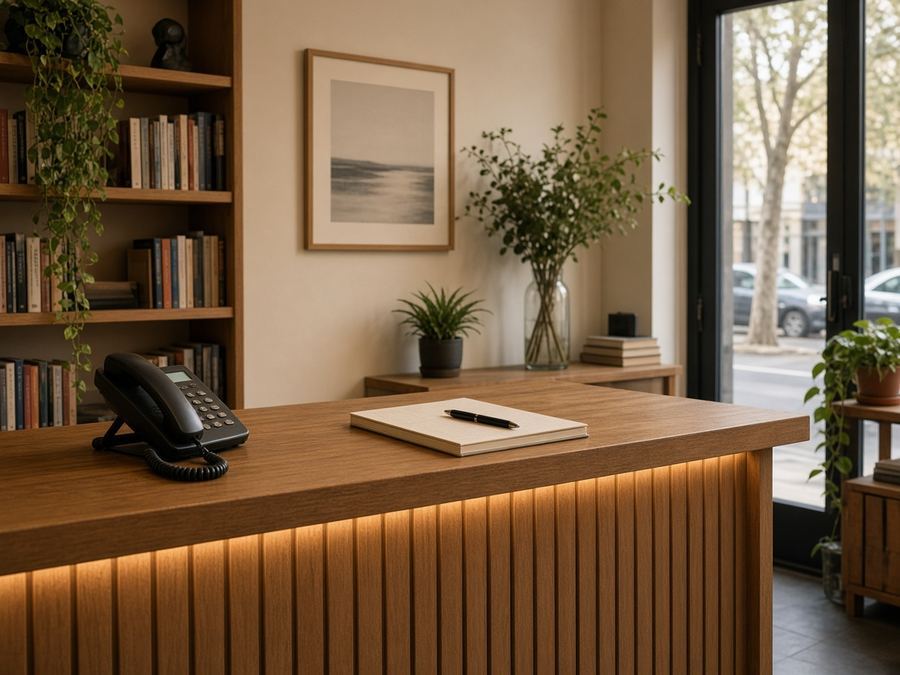 Contact desk at Uptubscard Studio in Melbourne